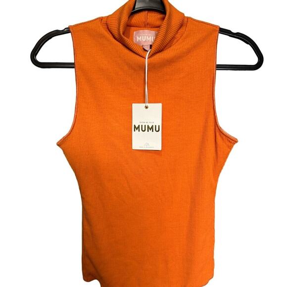 Show Me Your Mumu NWT Turtle Bodysuit Sleeveless Ribbed Burnt Orange Size Large - Picture 4 of 9